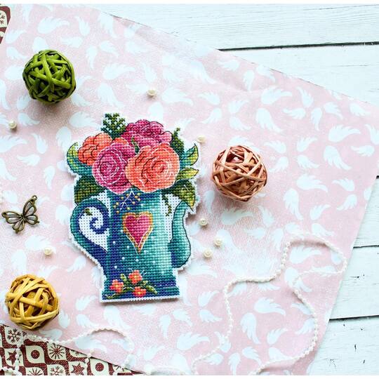 MP Studia Flowers Of Love Plastic Canvas Counted Cross Stitch Kit